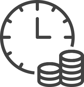 time clock and coins icon